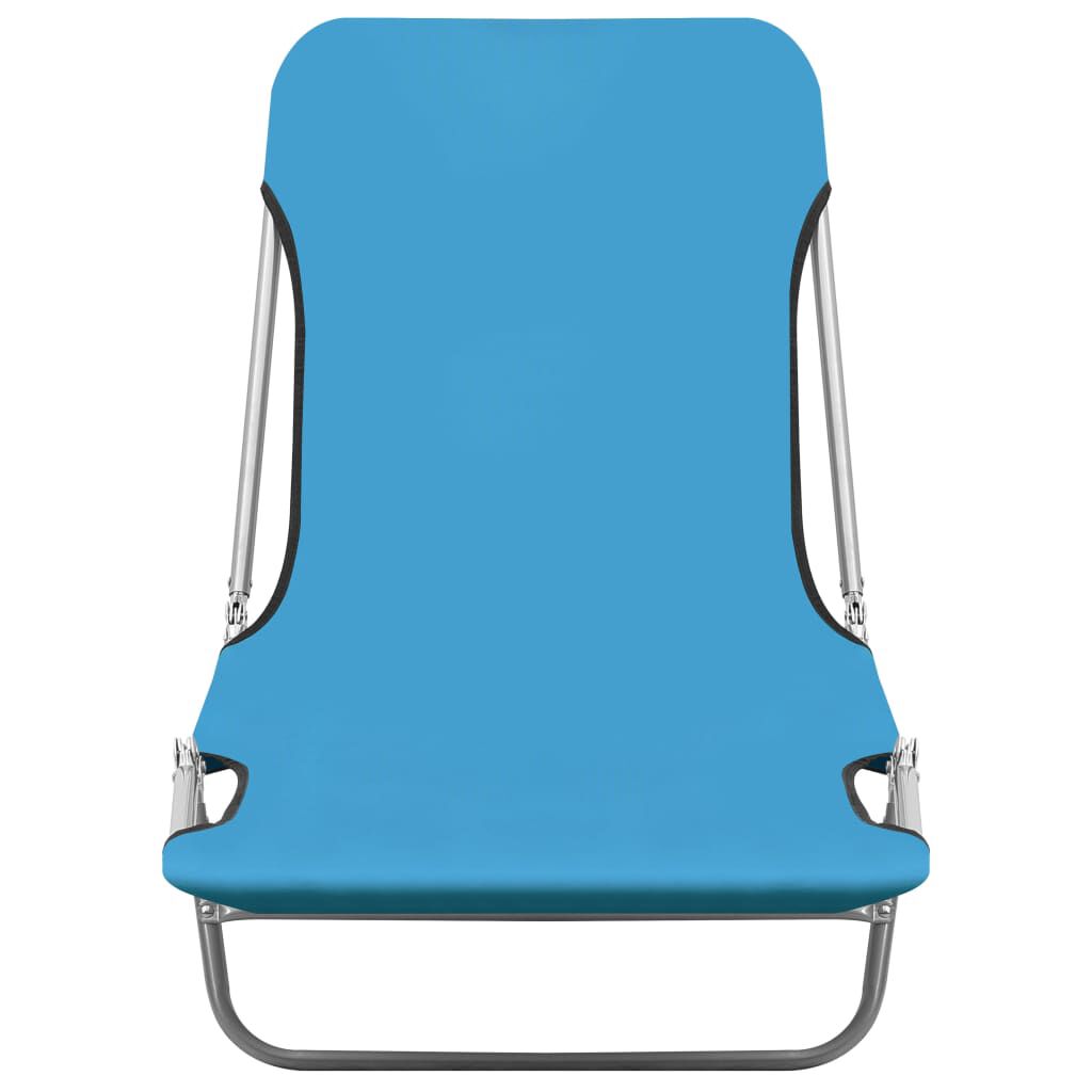 vidaXL Folding Sun Loungers 2 pcs Steel and Fabric Blue