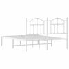 vidaXL Metal Bed Frame without Mattress with Headboard White 150x200cm