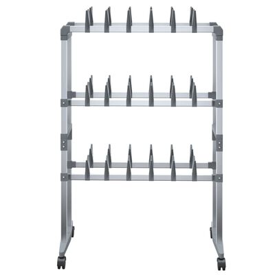 vidaXL Shoe Rack with Wheels Silver 66x27x100 cm