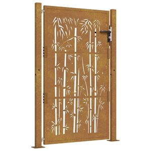 vidaXL Garden Gate 100x125 cm Corten Steel Bamboo Design