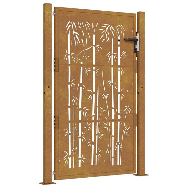 vidaXL Garden Gate 100x125 cm Corten Steel Bamboo Design