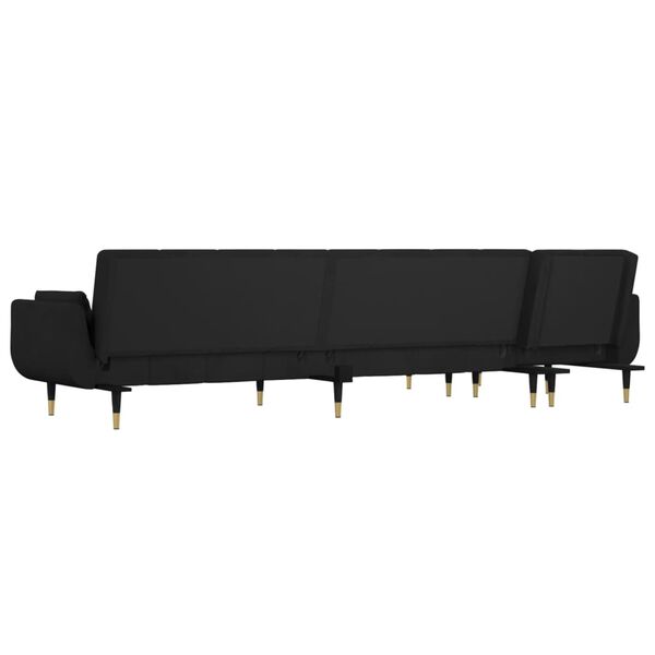 vidaXL L-shaped Sofa Bed Black 275x140x70 cm Velvet