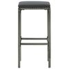 vidaXL Bar Stools with Cushions 3 pcs Grey Poly Rattan