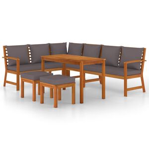 vidaXL 7 Piece Garden Dining Set with Cushions Solid Wood Acacia