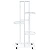 vidaXL 5-Floor Flower Stand with Wheels 44x23x100 cm White Iron
