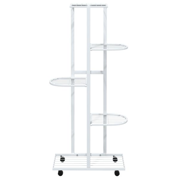 vidaXL 5-Floor Flower Stand with Wheels 44x23x100 cm White Iron