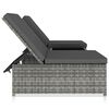 vidaXL Reclining Garden Chairs 2 pcs with Table Grey Poly Rattan