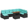 vidaXL Garden Sofa Set Height-Adjustable 9 pcs Black Poly Rattan