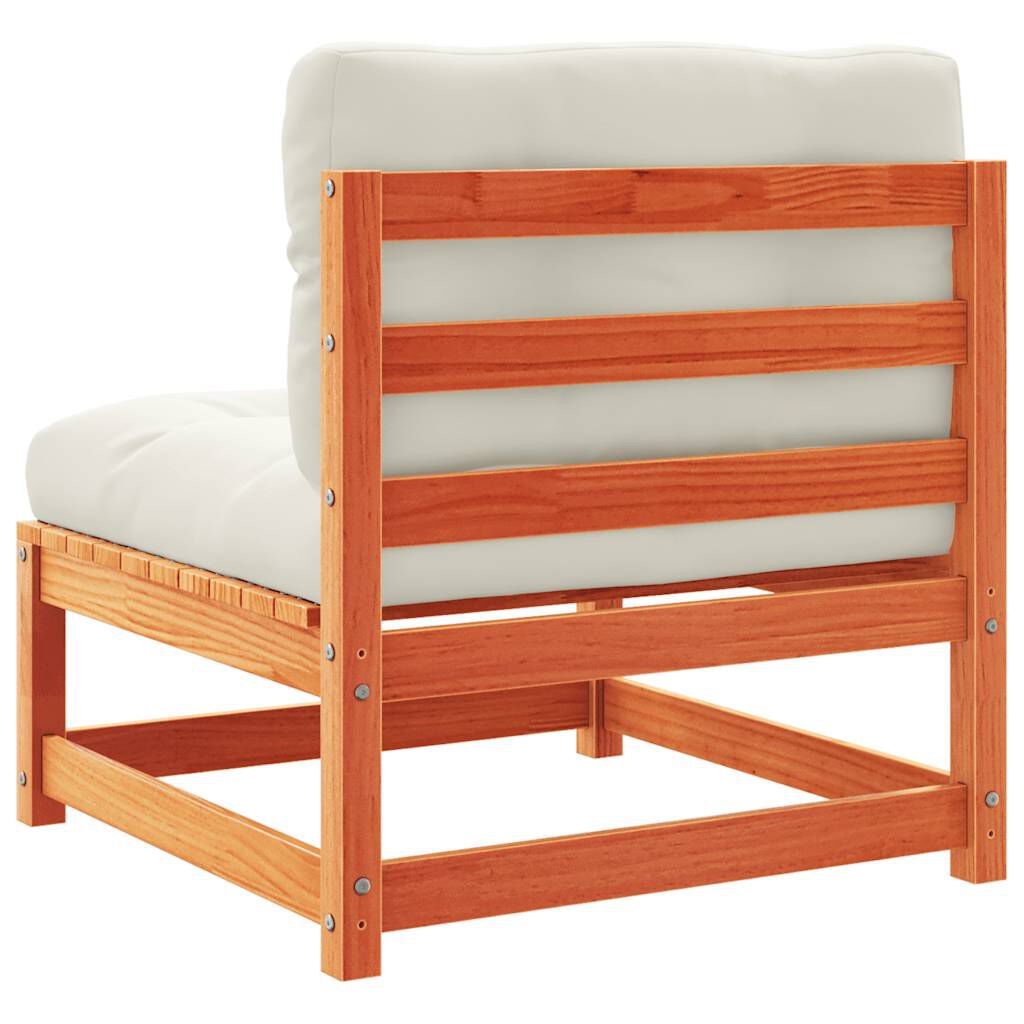 vidaXL Garden Sofa Armless with Cushions Wax Brown Solid Wood Pine