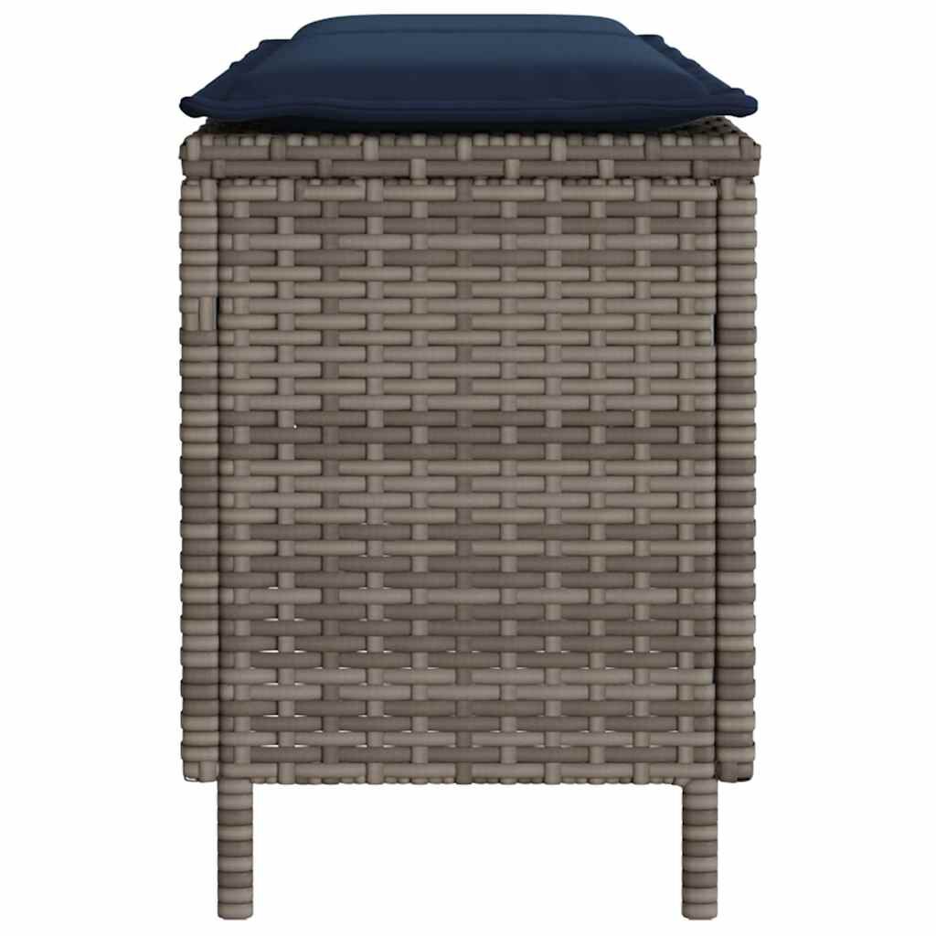 vidaXL Garden Bench with Cushion Grey 110x30x40.5 cm Poly Rattan