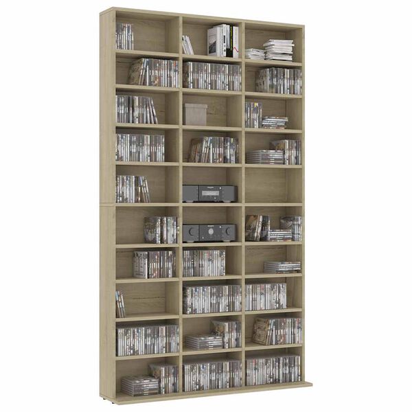 vidaXL CD Cabinet Sonoma Oak 102x16x177.5 cm Engineered Wood