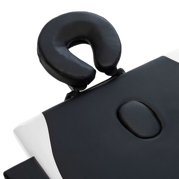 vidaXL Foldable Massage Table 4 Zones Wood Black and White