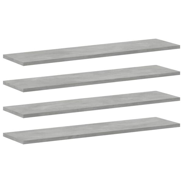 vidaXL Bookshelf Boards 4 pcs Concrete Grey 80x20x1.5 cm Engineered Wood