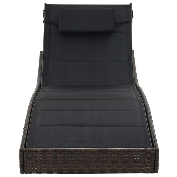vidaXL Sun Lounger Poly Rattan and Textilene Brown