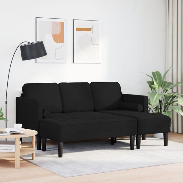 vidaXL 2 Piece Sofa Set with Cushions Black Fabric