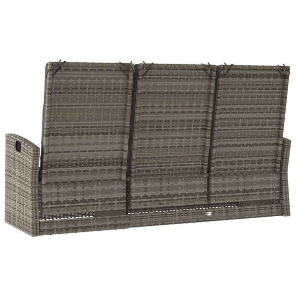 vidaXL Reclining Garden Bench with Cushions Grey 173 cm Poly rattan