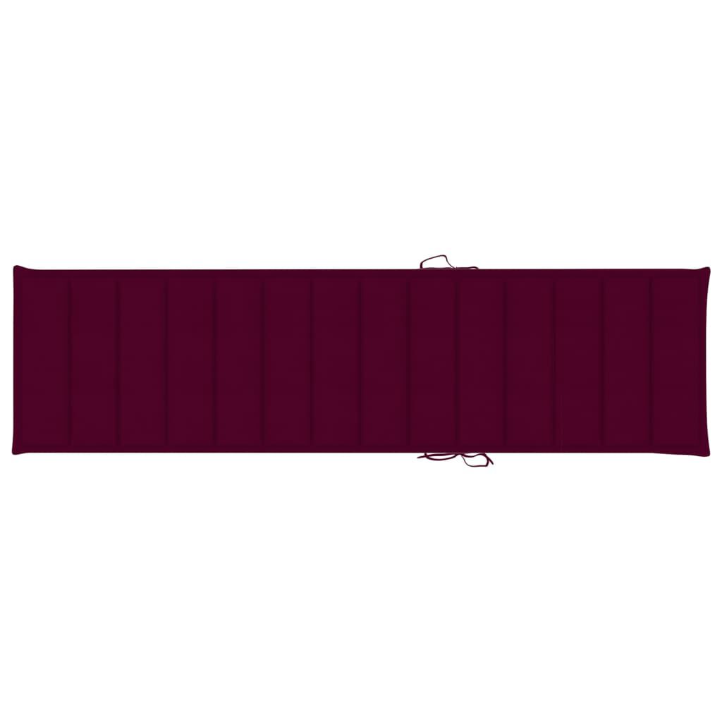 vidaXL Sun Loungers 2 pcs with Wine Red Cushion Solid Teak Wood