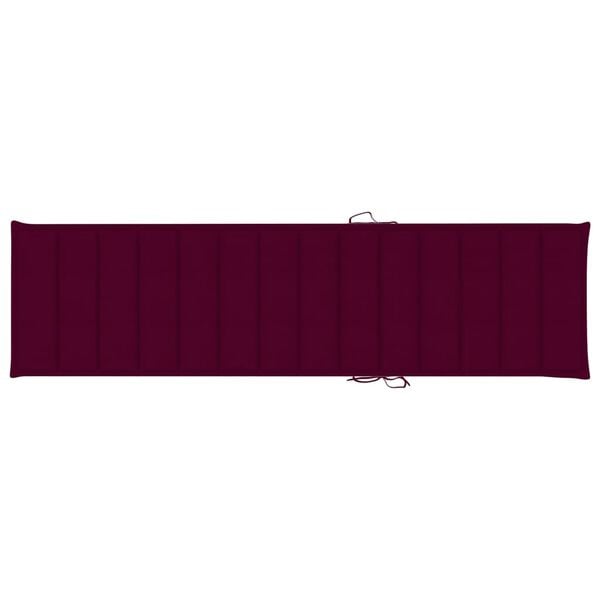 vidaXL Sun Loungers 2 pcs with Wine Red Cushion Solid Teak Wood