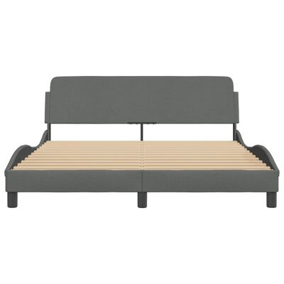 vidaXL Bed Frame with Headboard Dark Grey 152x203 cm Fabric