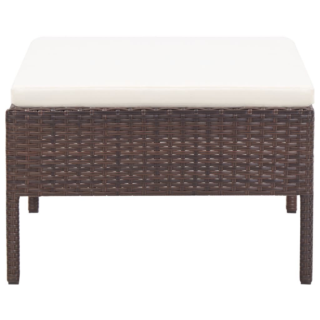 vidaXL 3 Piece Garden Lounge Set with Cushions Poly Rattan Brown