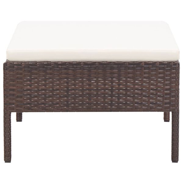 vidaXL 3 Piece Garden Lounge Set with Cushions Poly Rattan Brown