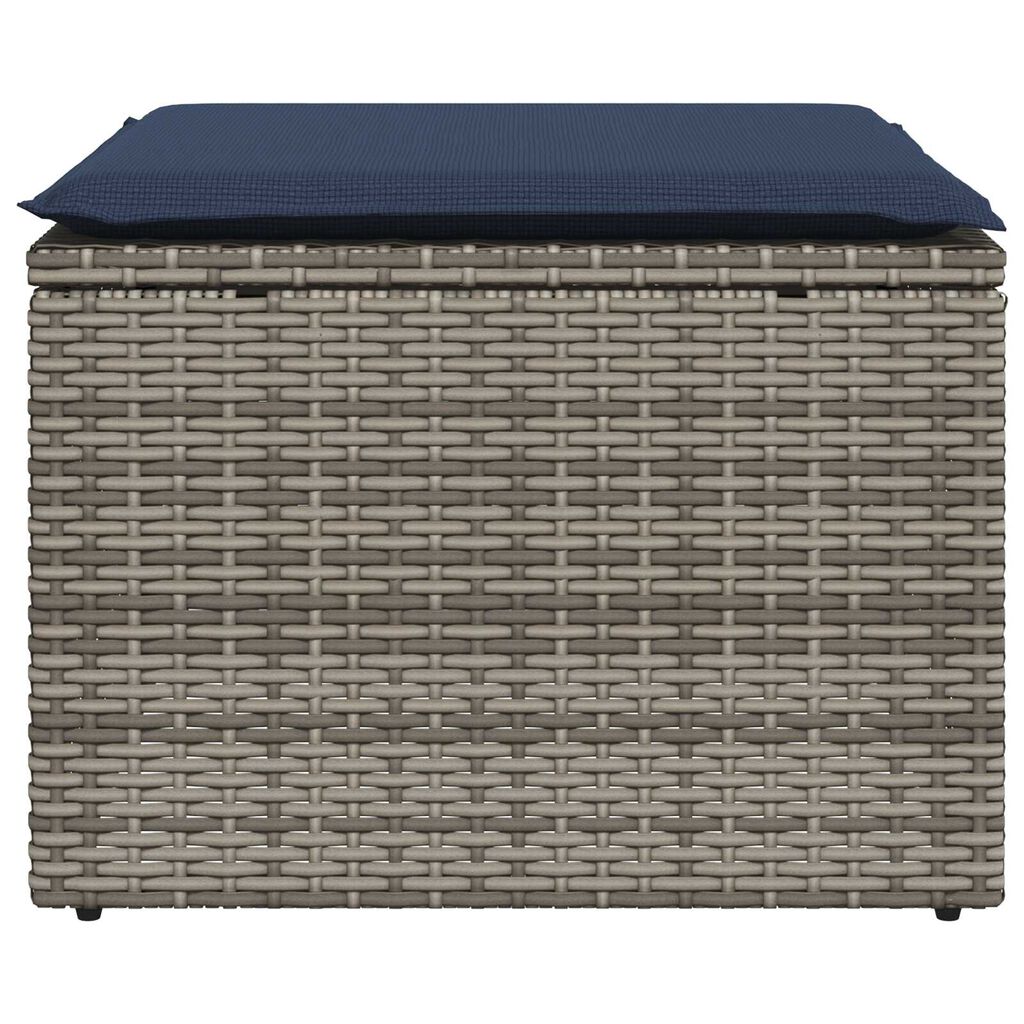 vidaXL Garden Stool with Cushion Grey 55x55x37 cm Poly Rattan