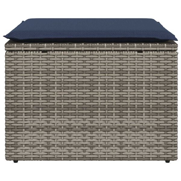 vidaXL Garden Stool with Cushion Grey 55x55x37 cm Poly Rattan