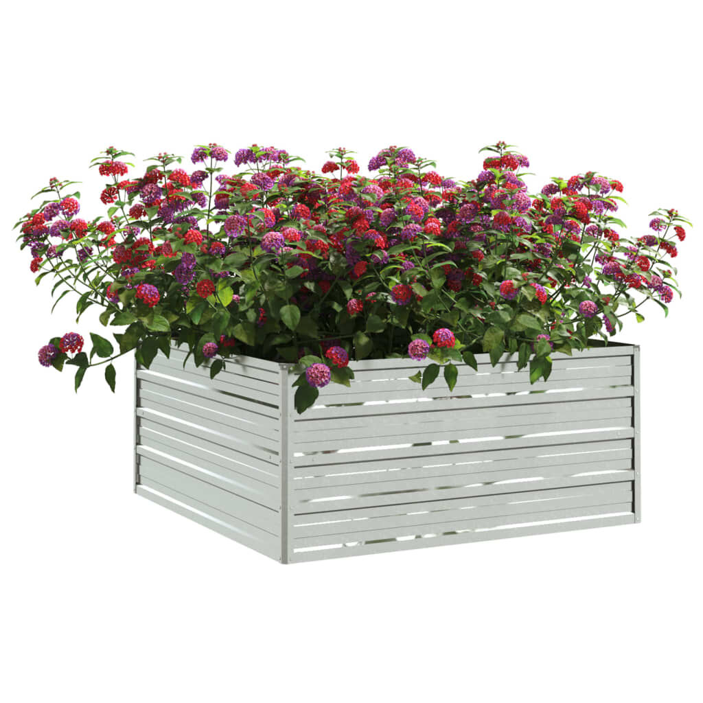 vidaXL Garden Raised Bed 100x100x45 cm Galvanized Steel Silver
