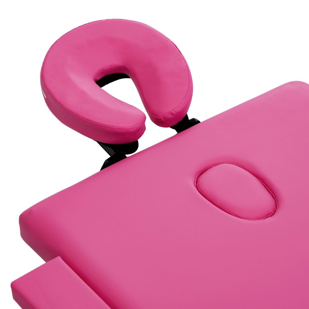 vidaXL Foldable Massage Table 4 Zones Wood Pink
