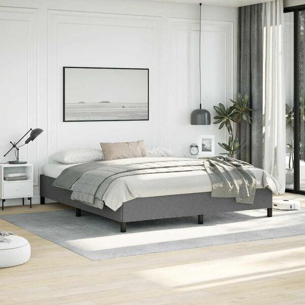 vidaXL Bed Frame without Mattress Dark Grey California King Fabric