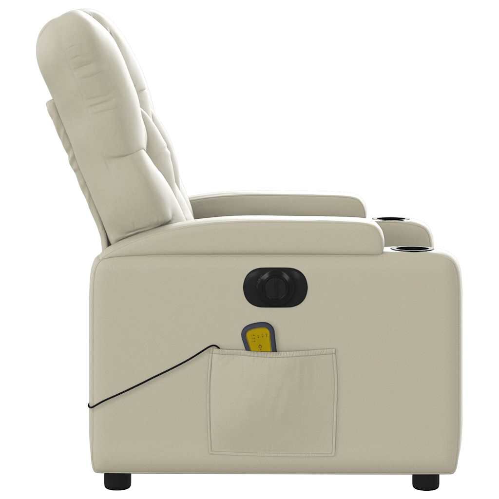 vidaXL Electric Massage Recliner Chair Cream Faux Leather