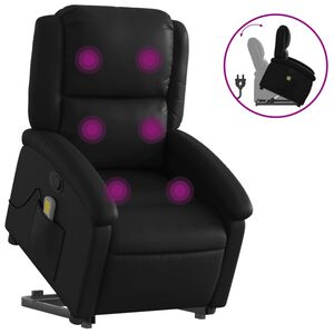 vidaXL Stand up Massage Recliner Chair Black Faux Leather