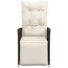 vidaXL Reclining Garden Chair with Cushions Brown Poly Rattan