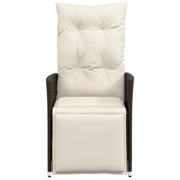 vidaXL Reclining Garden Chair with Cushions Brown Poly Rattan