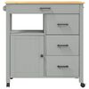 vidaXL Kitchen Trolley MONZA 84x40x90 cm Solid Wood Pine