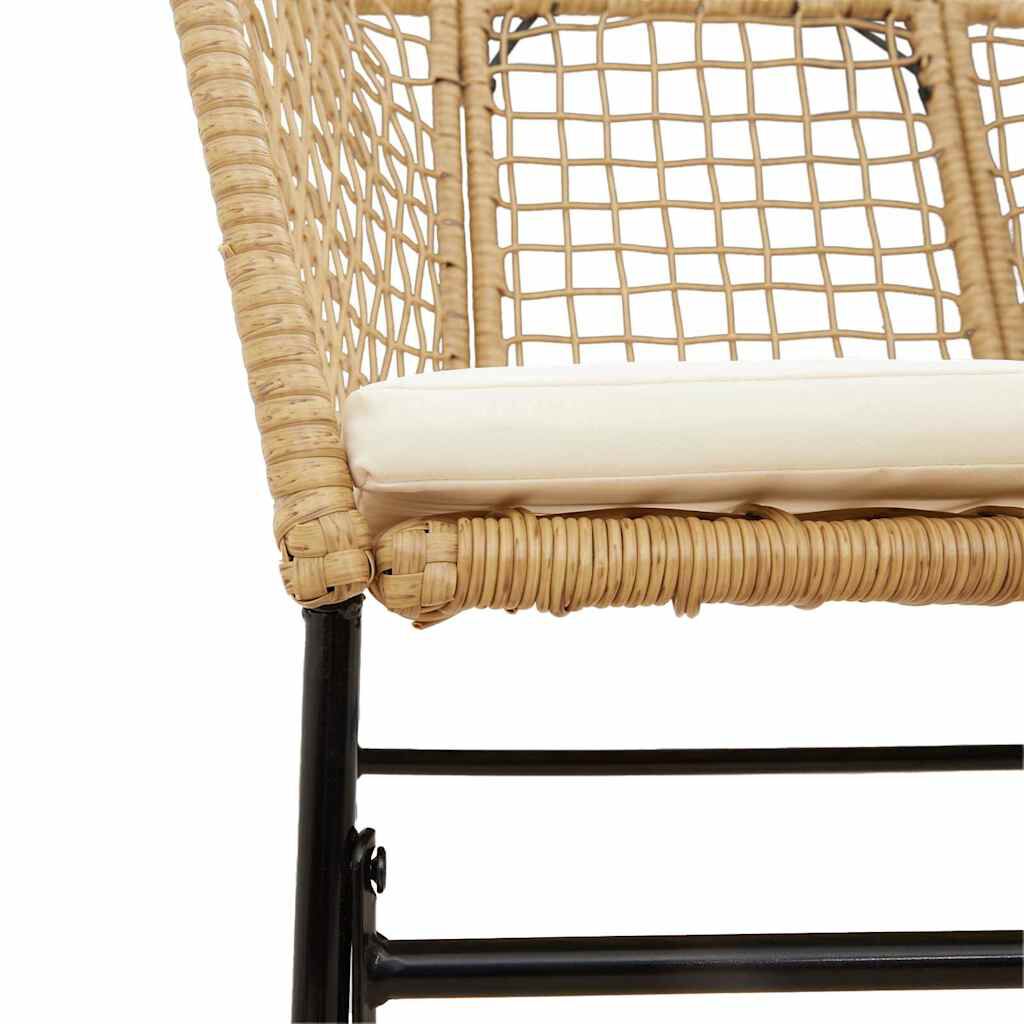 vidaXL 3 Piece Garden Dining Set with Cushions Brown Poly Rattan Glass