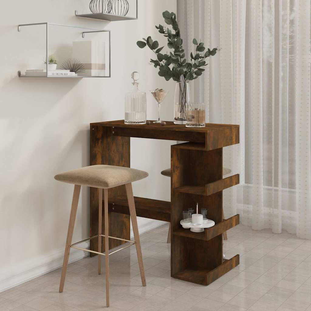vidaXL Bar Table with Storage Rack Smoked Oak 100x50x101.5cm Engineered Wood