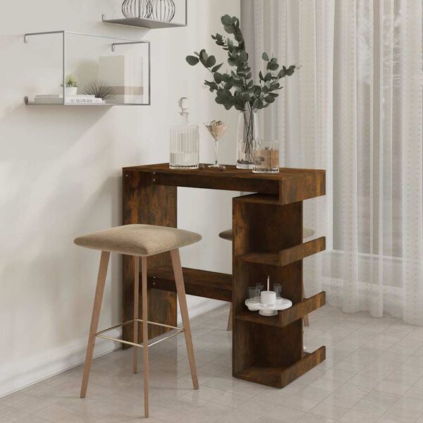 vidaXL Bar Table with Storage Rack Smoked Oak 100x50x101.5cm Engineered Wood