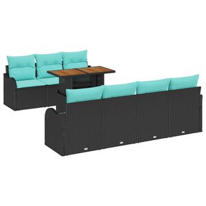 vidaXL Garden Sofa Set with Storage 8 pcs Black Poly rattan