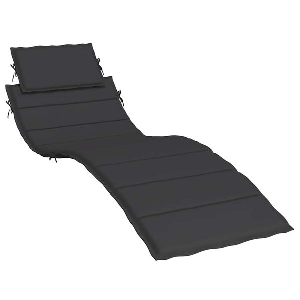 vidaXL Sun Lounger Cushion Black 186x58x4cm Oxford Fabric