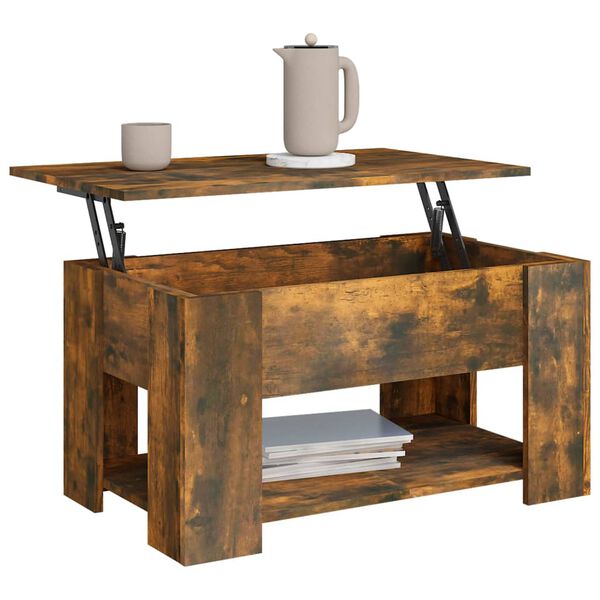 vidaXL Coffee Table Smoked Oak 79x49x41 cm Engineered Wood