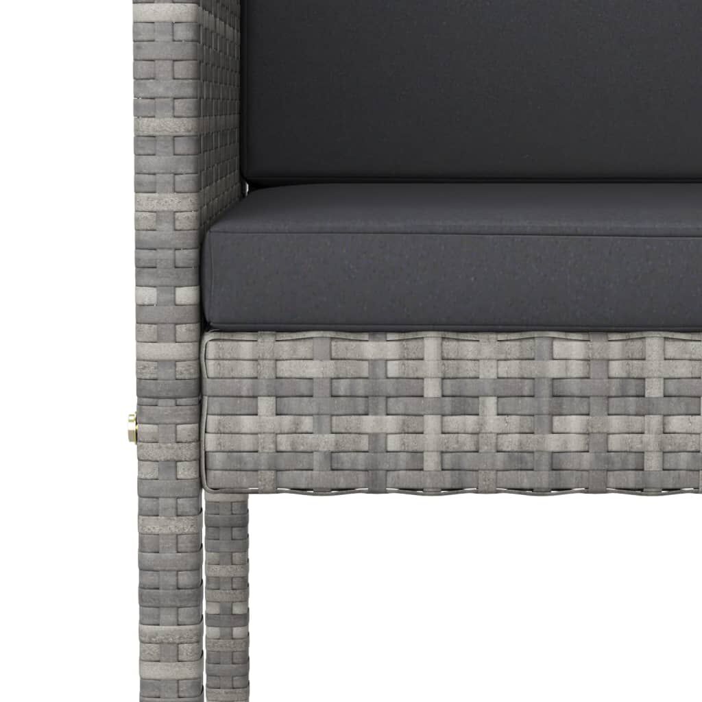 vidaXL Bar Stools 4 pcs with Cushions Grey Poly Rattan