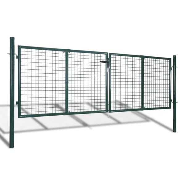 vidaXL Fence Gate Steel 306x150 cm Green