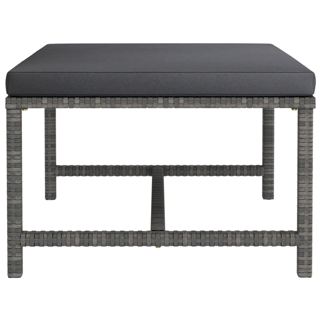 vidaXL Sectional Footrest with Cushion Grey Poly Rattan