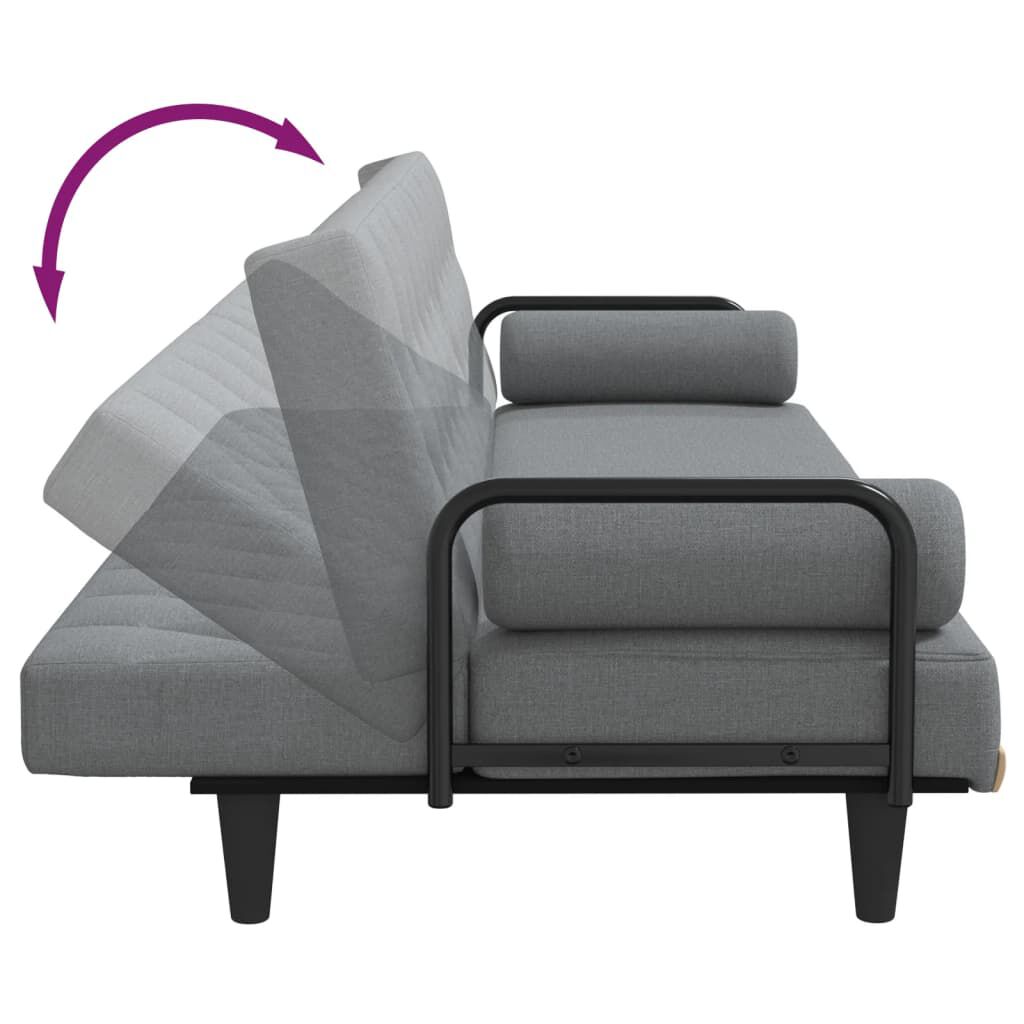 vidaXL Sofa Bed with Armrests Light Grey Fabric