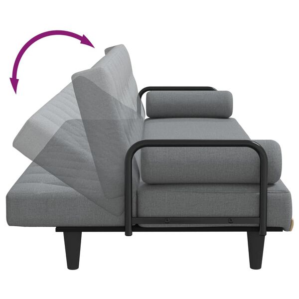 vidaXL Sofa Bed with Armrests Light Grey Fabric