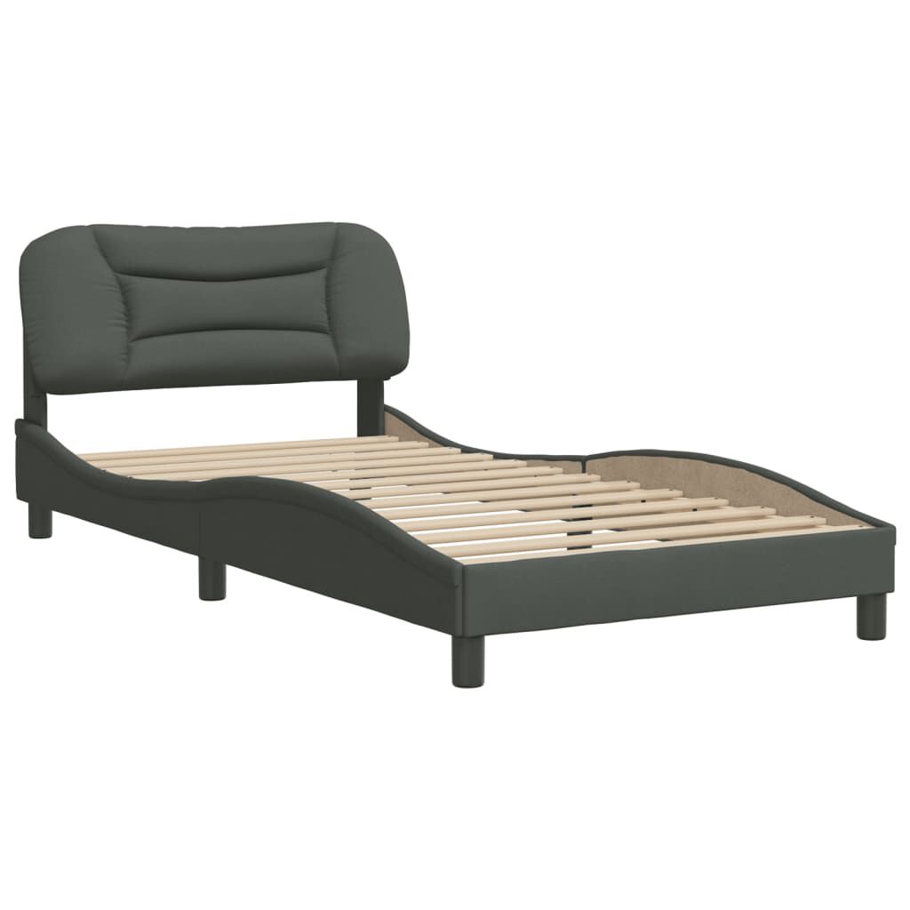 vidaXL Bed Frame without Mattress Dark Grey 100x190 cm Fabric