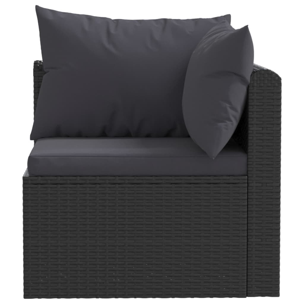 vidaXL 9 Piece Garden Lounge Set with Cushions Poly Rattan Black