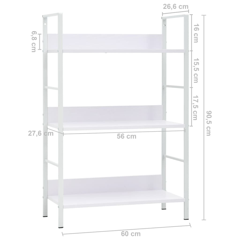 vidaXL 3-Layer Book Shelf White 60x27.6x90.5 cm Engineered Wood