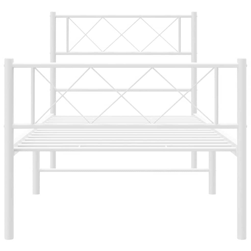 vidaXL Metal Bed Frame without Mattress with Footboard White 100x190cm